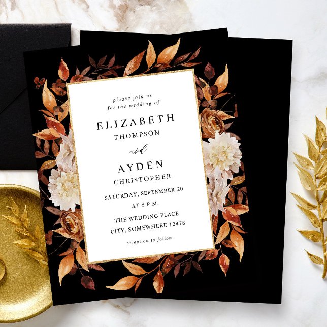 Budget Beige Fall Floral 2 Wedding - Schwarz (Von Creator hochgeladen)