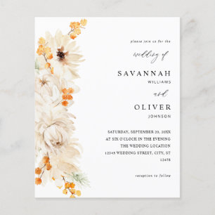 Budget Beige & Orange Blumenhochzeit Flyer