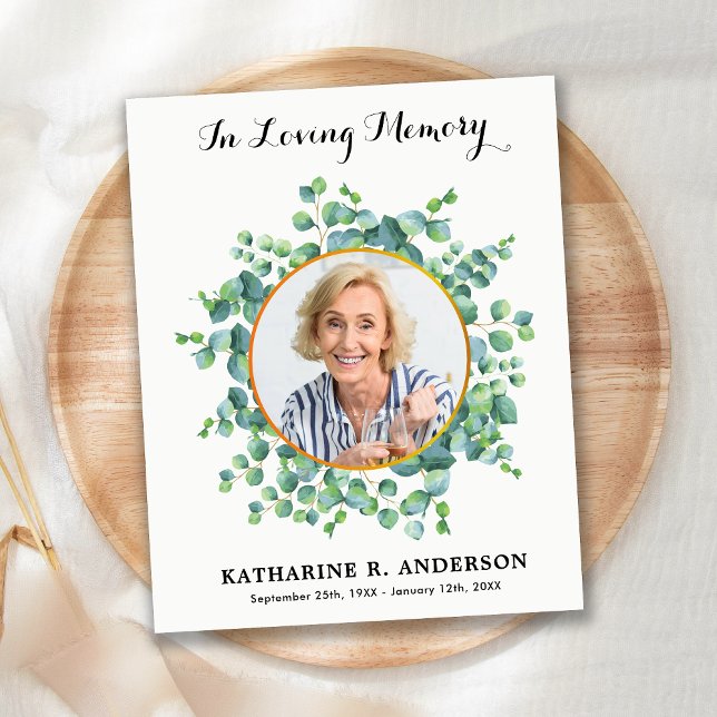 Budget Beileid Eukalyptus Beerdigung Danke Karte (Von Creator hochgeladen)