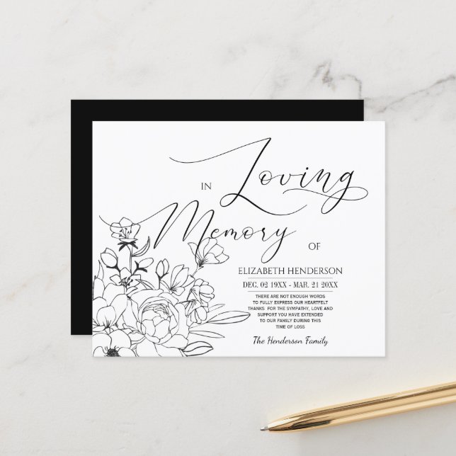 Budget Beileid Memory /Danke. (Vorderseite/Rückseite Beispiel)