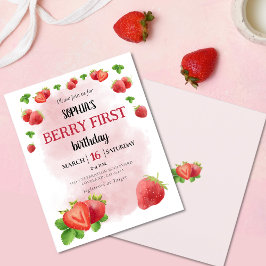 Budget Berry 1. Strawberry Geburtstagsparty Einlad