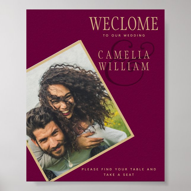 BUDGET Berry Gold Wedding FOTO Begrüßung Poster (Vorne)