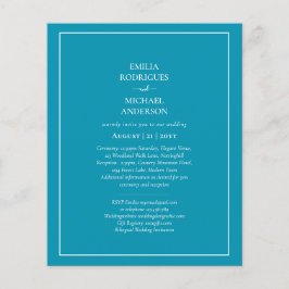 BUDGET Bilingual Bondi Blue Wedding Boda Einladung Flyer