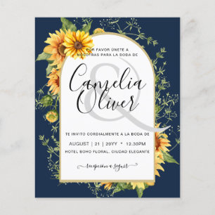 BUDGET Bilingual Sunflowers Spanish Wedding Boda Flyer