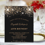 Budget Birthday Black Gold Glitzer funkeln chic<br><div class="desc">Eine moderne,  stilvolle und glamouröse Einladung für eine 40. Geburtstagsfeier (oder jedes Alter). Ein schwarzer Hintergrund mit Glitzer und Imitat dekoriert. Der Name ist mit einem modernen goldfarbenen handgeschriebenen Stilskript geschrieben. Personalisieren Sie Ihre Party-Daten und fügen Sie sie hinzu.</div>