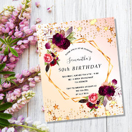Budget Birthday Rose Goldflorale Einladung