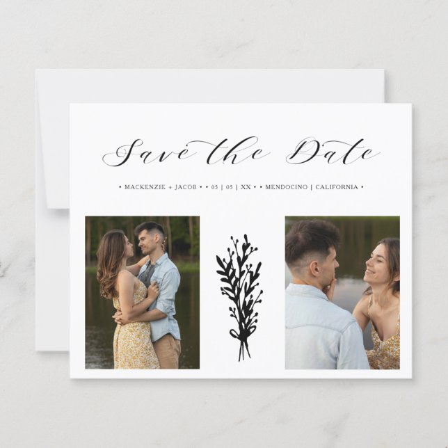 Budget Black 2 Photos Collage Wedding Branches (Vorderseite)