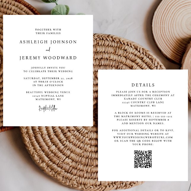 Budget Black and White QR Code Einladung zur Hochz (Von Creator hochgeladen)