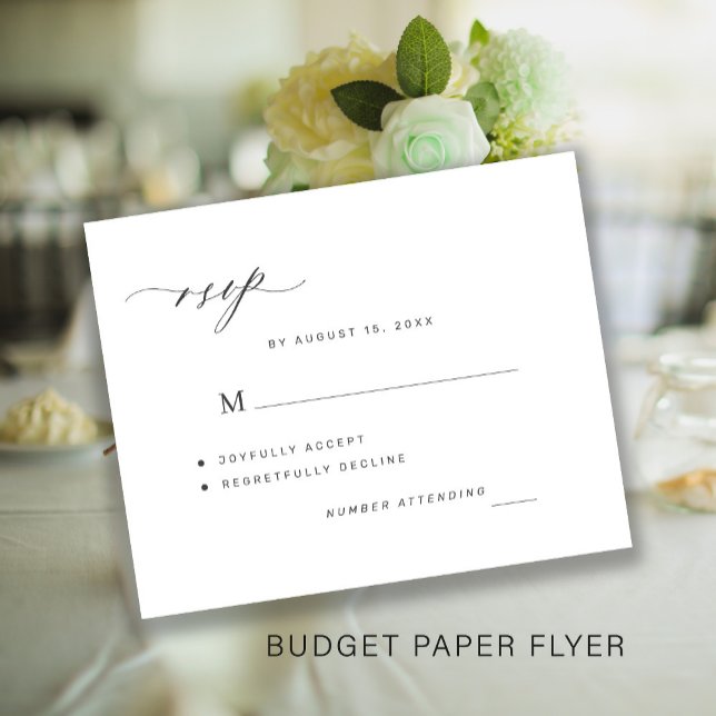 Budget black and white simple wedding RSVP Flyer (Von Creator hochgeladen)