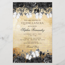 Budget Black Butterfly Quinceañera Einladung