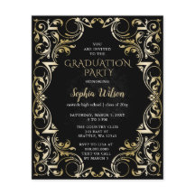 Budget Black Gold Abschluss Einladung