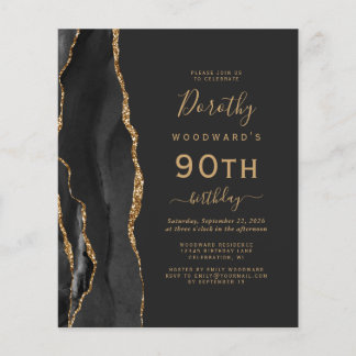 Budget Black Gold Agate Dark 90. Geburtstag Einlad