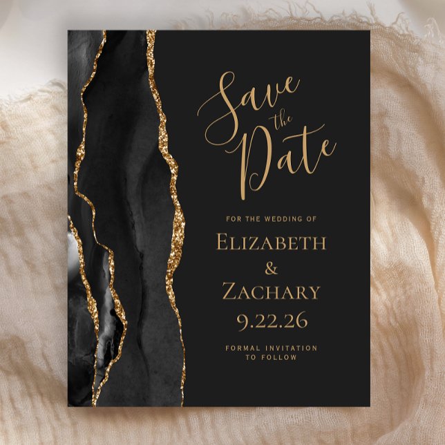 Budget Black Gold Agate Dark Save the Date (Von Creator hochgeladen)