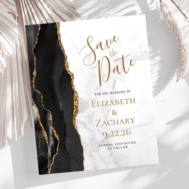 Budget Black Gold Agate Marmor Save the Date (Von Creator hochgeladen)