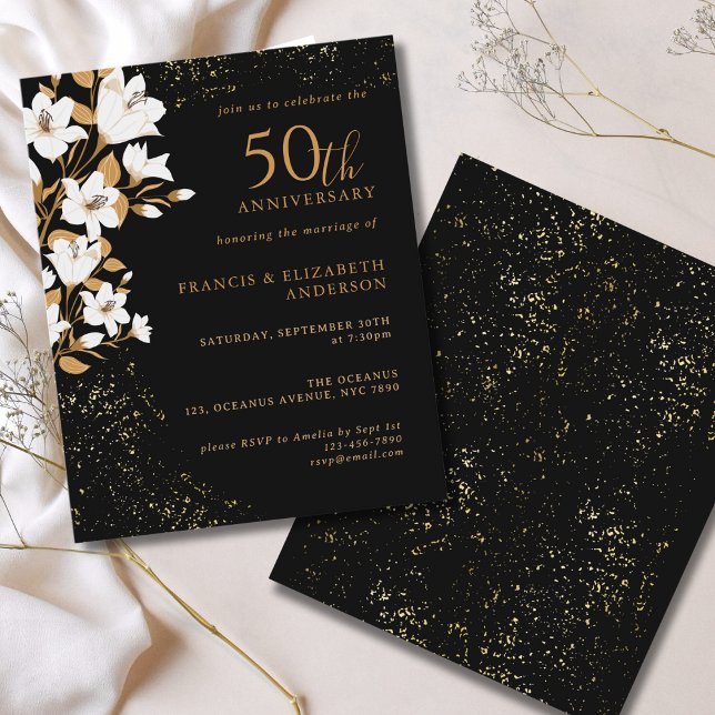 Budget Black Gold Floral 50. Hochzeitstag (Von Creator hochgeladen)