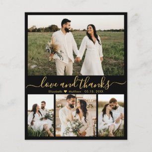 Budget Black Gold Foto Hochzeit Dankeschön Card