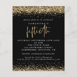 Budget Black Gold Glitzer 50. Party Einladung