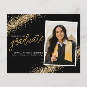 Budget Black Gold Glitzer Grad Foto Abschluss