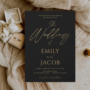 Budget Black Gold Hochzeit Moderne Einladung