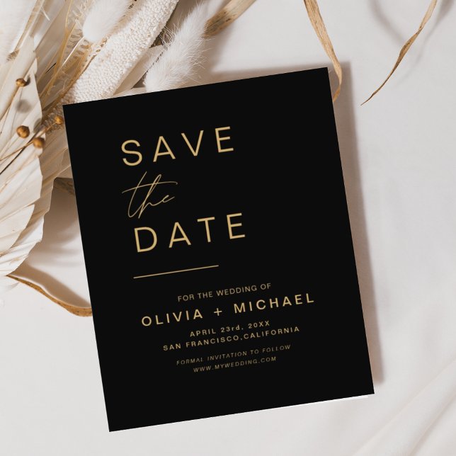 Budget Black Gold Save the Date Elegant Flyer (Von Creator hochgeladen)