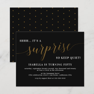 Budget Black & Gold Script Überraschung Geburtstag