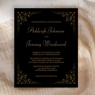 Budget Black Gold Vintage Auflage Einladung