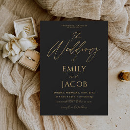 Budget Black Gold Wedding Moderne Typografie Scrip