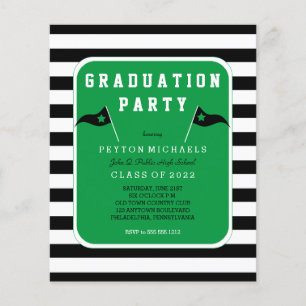 Budget Black Green Flag Striped Graduation Party Flyer