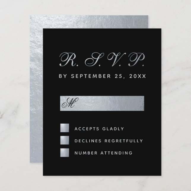 Budget Black Imitats Silver Calligraphy Wedding RS (Vorne/Hinten)