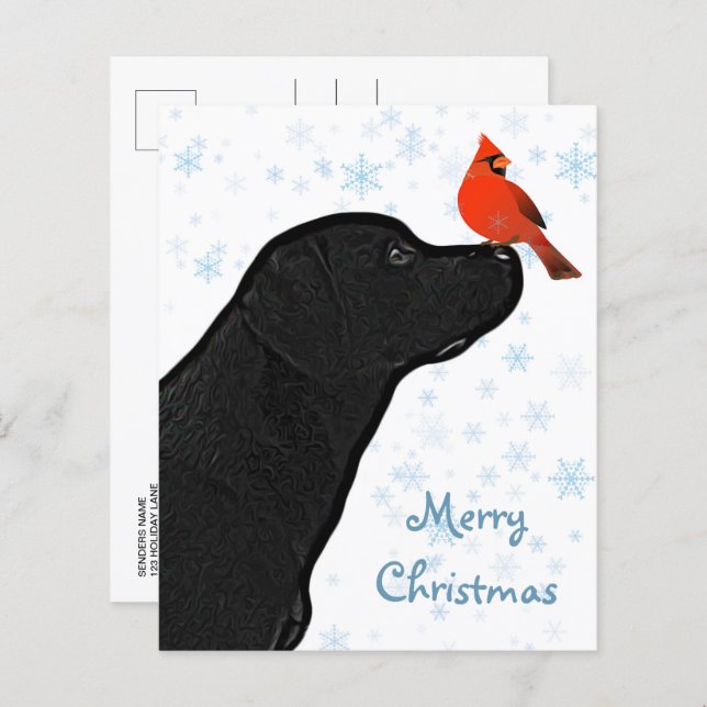 Budget Black Labrador Kardinal Weihnachtskarte (Vorne/Hinten)