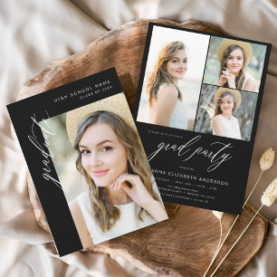 Budget Black Modern Trendy Foto Graduation Party