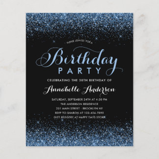 Budget Black Navy Blue Glitzer jedes Alter Geburts