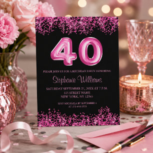 Budget-Black-Pink-Glitzy-40.-Geburtstagsfeier- Fly Flyer