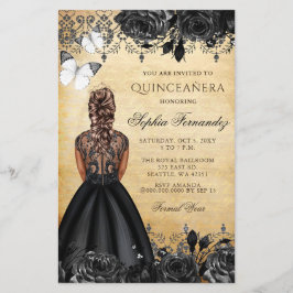 Budget Black Princess Quinceañera Einladung