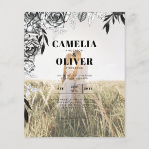 Budget Black Rose FOTO OVERLAY Hochzeit Einladung