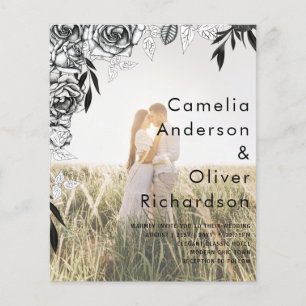 Budget Black Rose FOTO OVERLAY Hochzeit Einladung Flyer