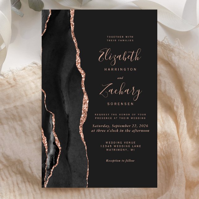 Budget Black Rose Gold Agate Dark Wedding (Von Creator hochgeladen)