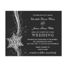 Budget Black Silver Snowflakes Hochzeitseinladunge