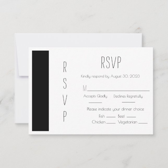 Budget Black Simple Wedding RSVP Card (Vorderseite)