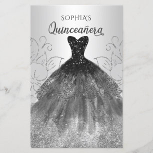 Budget Black Sparkle Dress Quinceañera Einladung