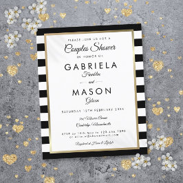 Budget Black Stripe Gold Paare Dusche Einladung