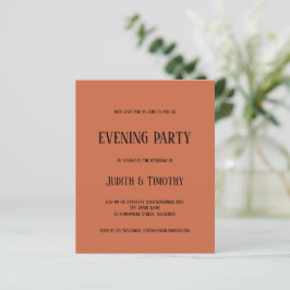 Budget Black Text Terracotta Abend Party Einladung