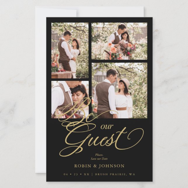 Budget Black Trendy Collage 4 Photos Luxury Script (Vorderseite)