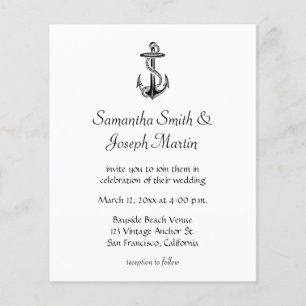 Budget Black Vintag Anchor Wedding Einladung