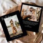 Budget Black Wedding Foto Danke Karte<br><div class="desc">Lassen Sie sich von unseren eleganten Dankeschön-Karten mit modernem Drehbuch und Ihrem Lieblings-Hochzeitsfest-Foto verzaubern. Diese Karten bieten ein stilvolles und minimalistisches Design, das perfekt zu jeder Hochzeitsästhesie passt. Personalisieren Sie sie mit einer herzlichen Danksagung, um Ihren Dank an Freunde und Familie für ihre Liebe und Unterstützung zu übermitteln. Diese Karten...</div>
