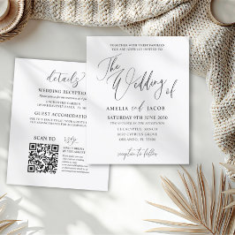Budget Black & White Calligraphy QR Code Hochzeit