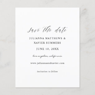 Budget Black & White Elegant Save the Date Flyer