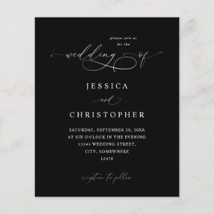 Budget Black & White Moderne Kalligrafie 3 Wedding Flyer