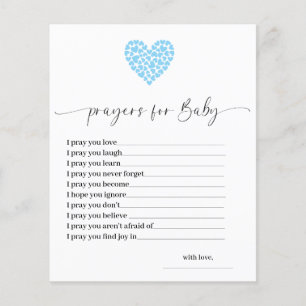 Budget Blaue Herz-Gebete für Baby Shower Karte