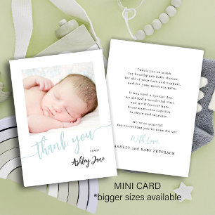 Budget-blauer Schriftzug-Foto-Junge-Baby-Party-Dan Mitteilungskarte
